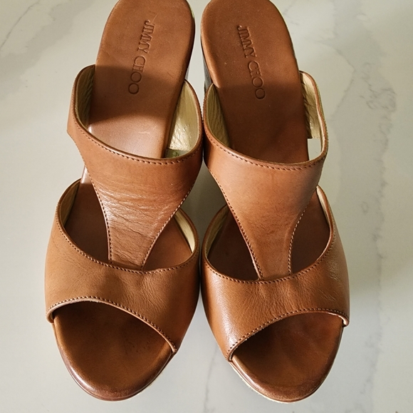 Jimmy Choo Size 38 Leather Wedge Espadrille  Retail $795! Designer Made in Spain - Picture 4 of 7